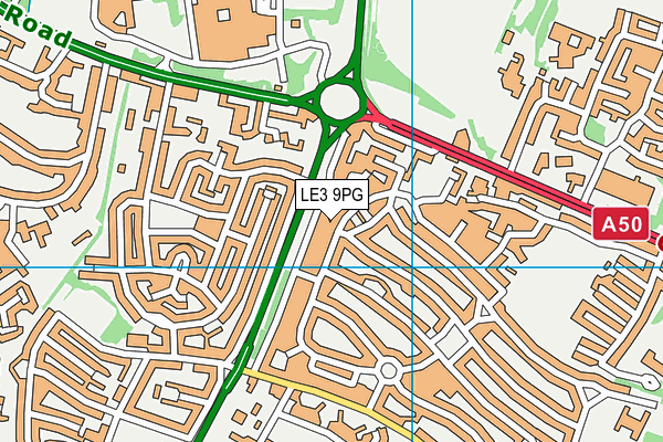 LE3 9PG map - OS VectorMap District (Ordnance Survey)