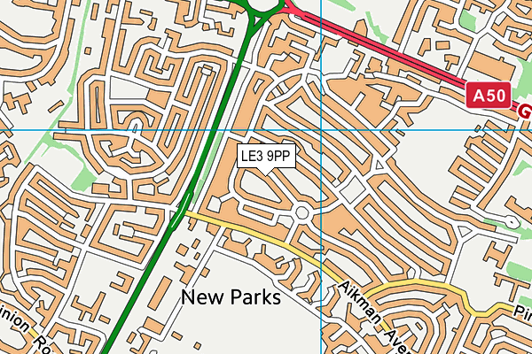 LE3 9PP map - OS VectorMap District (Ordnance Survey)