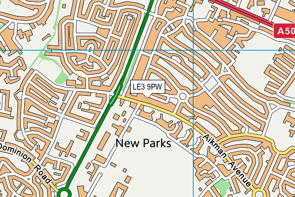 LE3 9PW map - OS VectorMap District (Ordnance Survey)