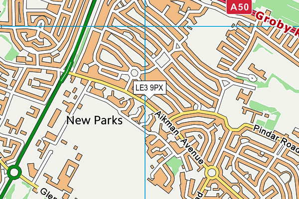 LE3 9PX map - OS VectorMap District (Ordnance Survey)