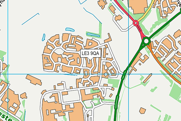 LE3 9QA map - OS VectorMap District (Ordnance Survey)