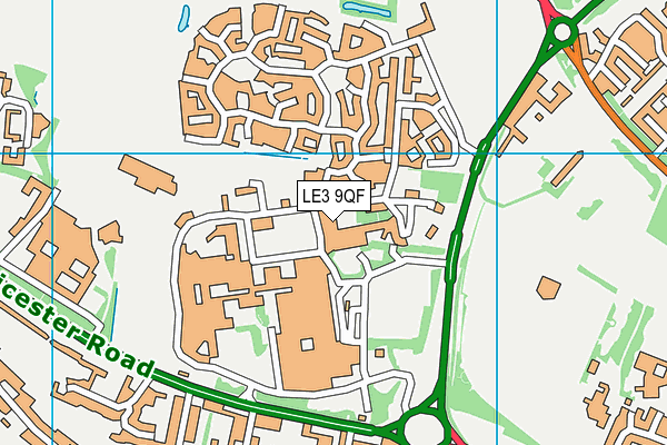LE3 9QF map - OS VectorMap District (Ordnance Survey)