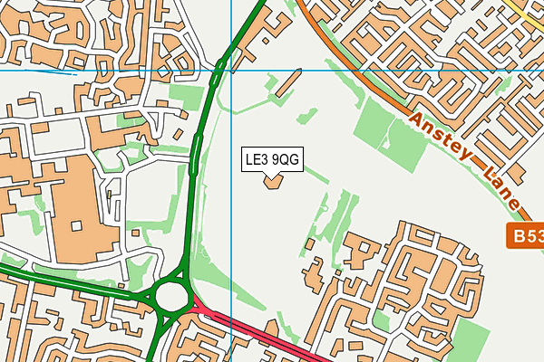 LE3 9QG map - OS VectorMap District (Ordnance Survey)