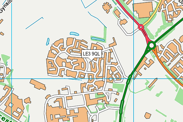 LE3 9QL map - OS VectorMap District (Ordnance Survey)