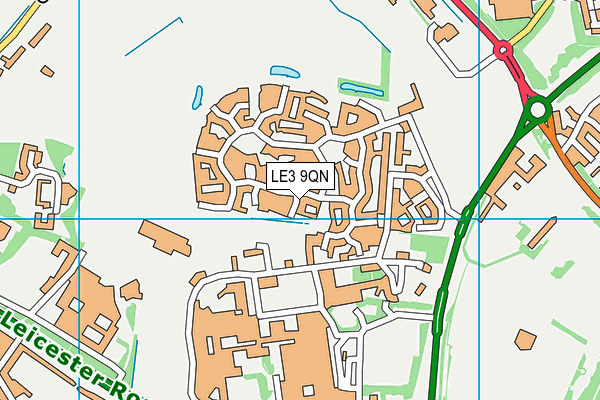 LE3 9QN map - OS VectorMap District (Ordnance Survey)