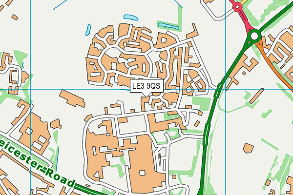 LE3 9QS map - OS VectorMap District (Ordnance Survey)