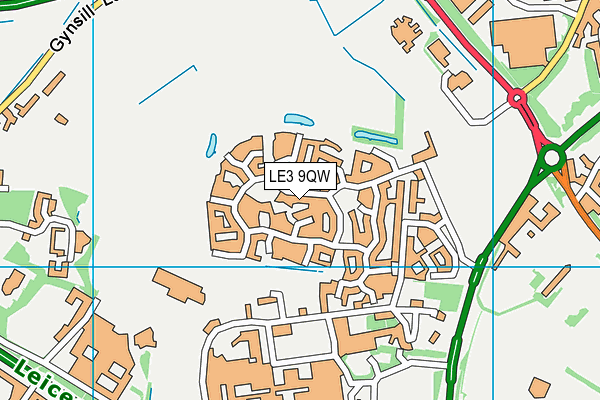 LE3 9QW map - OS VectorMap District (Ordnance Survey)