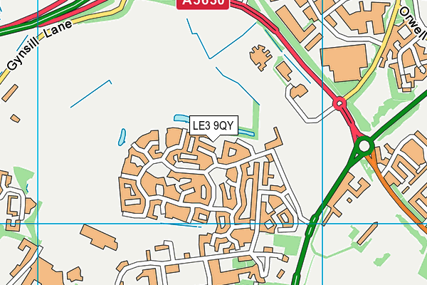 LE3 9QY map - OS VectorMap District (Ordnance Survey)
