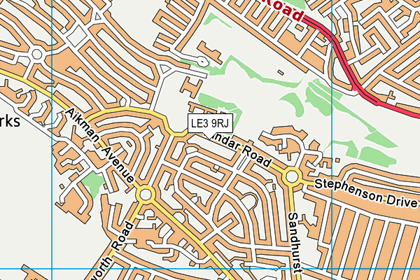 LE3 9RJ map - OS VectorMap District (Ordnance Survey)