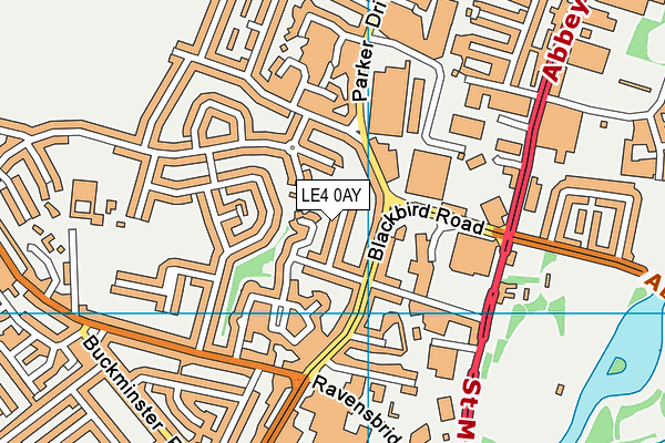 LE4 0AY map - OS VectorMap District (Ordnance Survey)