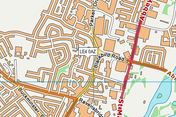 LE4 0AZ map - OS VectorMap District (Ordnance Survey)