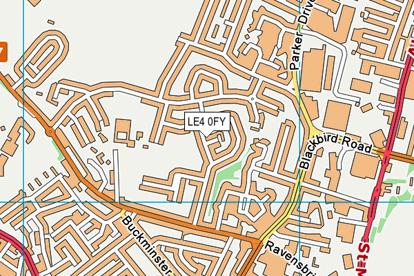 LE4 0FY map - OS VectorMap District (Ordnance Survey)
