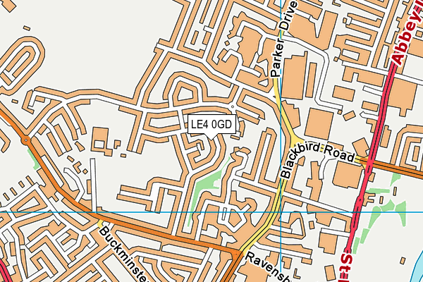 LE4 0GD map - OS VectorMap District (Ordnance Survey)