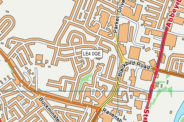 LE4 0GE map - OS VectorMap District (Ordnance Survey)