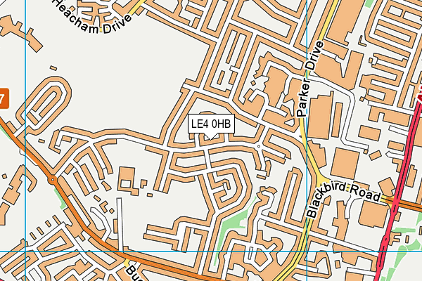 LE4 0HB map - OS VectorMap District (Ordnance Survey)