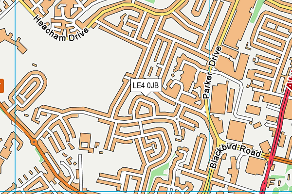 LE4 0JB map - OS VectorMap District (Ordnance Survey)