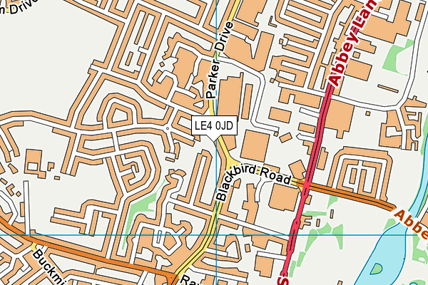 LE4 0JD map - OS VectorMap District (Ordnance Survey)
