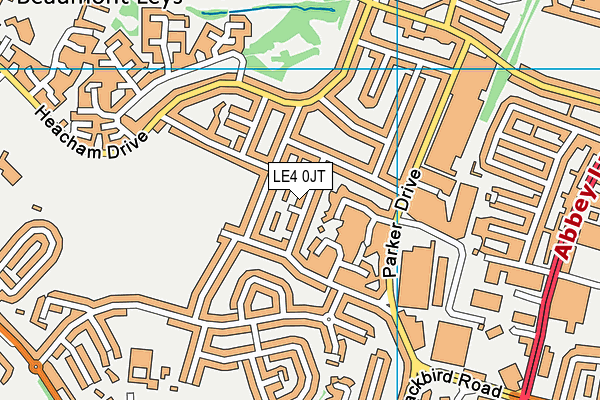 LE4 0JT map - OS VectorMap District (Ordnance Survey)