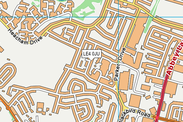 LE4 0JU map - OS VectorMap District (Ordnance Survey)