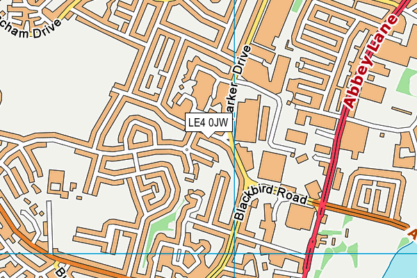 LE4 0JW map - OS VectorMap District (Ordnance Survey)