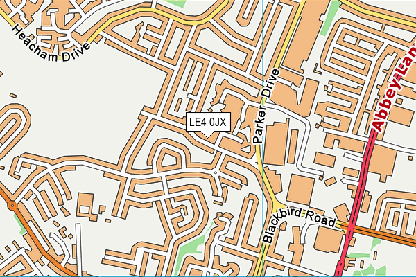 LE4 0JX map - OS VectorMap District (Ordnance Survey)