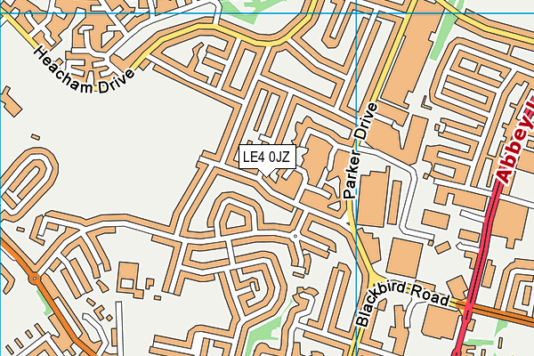 LE4 0JZ map - OS VectorMap District (Ordnance Survey)