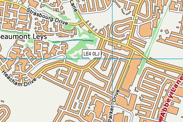 LE4 0LJ map - OS VectorMap District (Ordnance Survey)