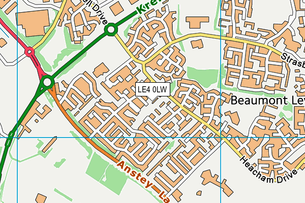 LE4 0LW map - OS VectorMap District (Ordnance Survey)