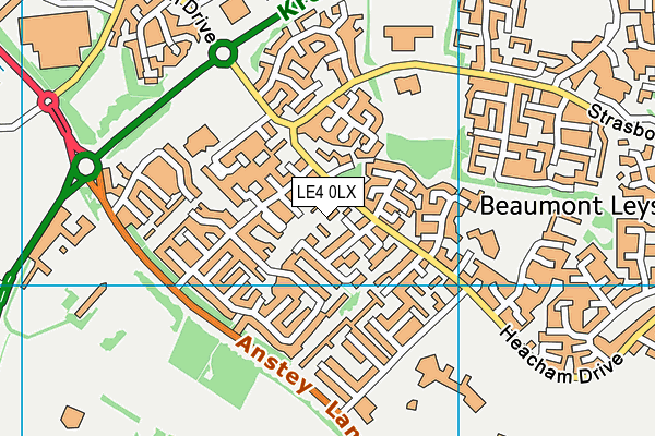 LE4 0LX map - OS VectorMap District (Ordnance Survey)