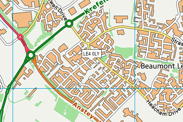 LE4 0LY map - OS VectorMap District (Ordnance Survey)