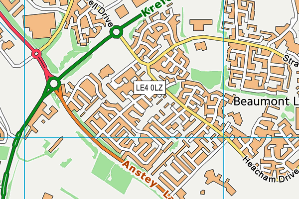 LE4 0LZ map - OS VectorMap District (Ordnance Survey)