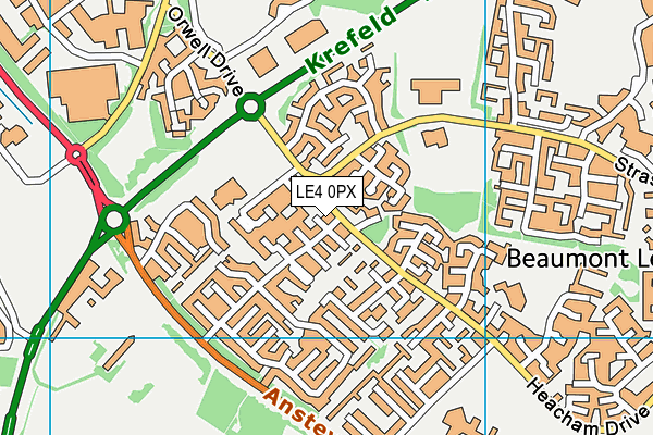 LE4 0PX map - OS VectorMap District (Ordnance Survey)