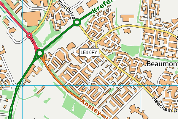 LE4 0PY map - OS VectorMap District (Ordnance Survey)