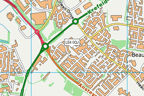 LE4 0QJ map - OS VectorMap District (Ordnance Survey)