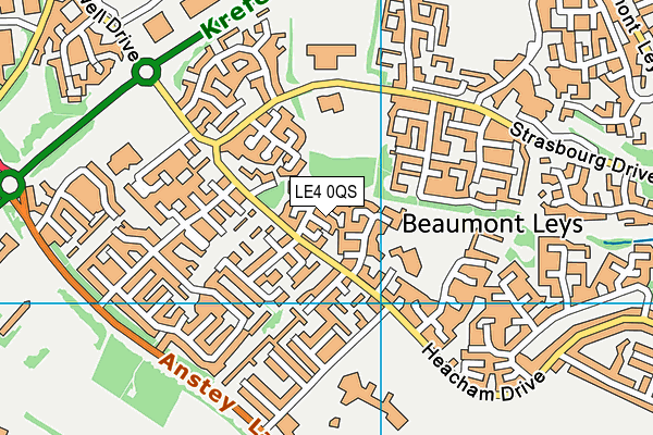 LE4 0QS map - OS VectorMap District (Ordnance Survey)