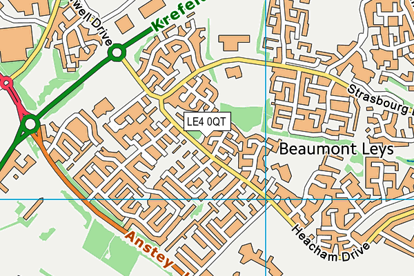 LE4 0QT map - OS VectorMap District (Ordnance Survey)