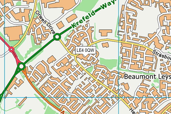 LE4 0QW map - OS VectorMap District (Ordnance Survey)