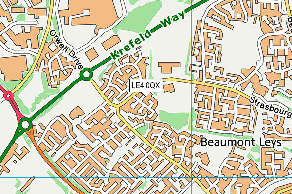 LE4 0QX map - OS VectorMap District (Ordnance Survey)