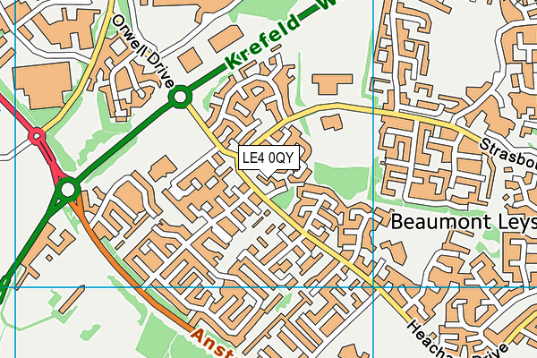 LE4 0QY map - OS VectorMap District (Ordnance Survey)