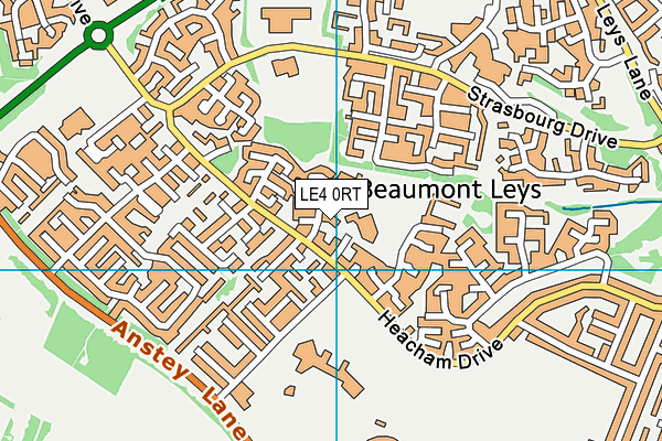 LE4 0RT map - OS VectorMap District (Ordnance Survey)