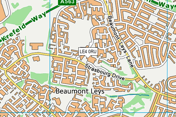 LE4 0RU map - OS VectorMap District (Ordnance Survey)