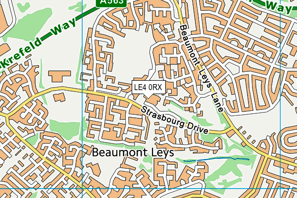 LE4 0RX map - OS VectorMap District (Ordnance Survey)