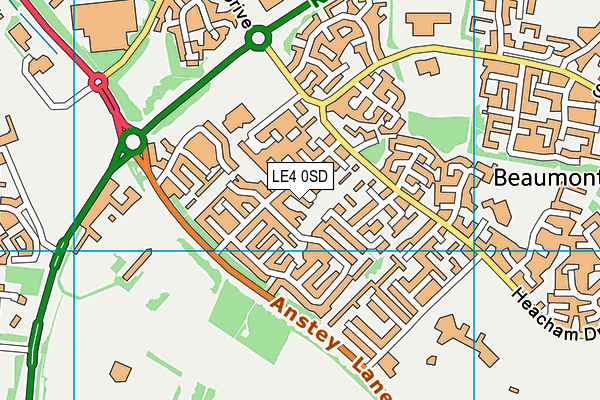 LE4 0SD map - OS VectorMap District (Ordnance Survey)