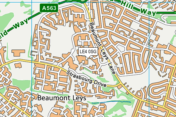 LE4 0SG map - OS VectorMap District (Ordnance Survey)