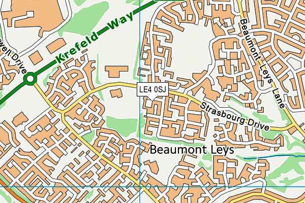 LE4 0SJ map - OS VectorMap District (Ordnance Survey)