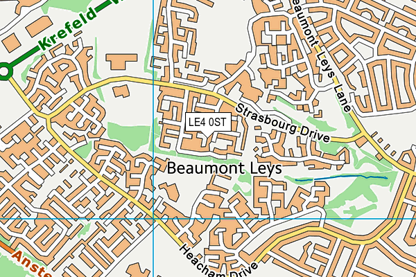 LE4 0ST map - OS VectorMap District (Ordnance Survey)