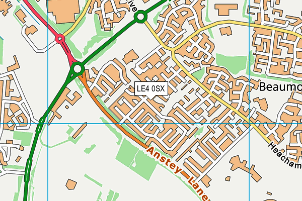 LE4 0SX map - OS VectorMap District (Ordnance Survey)