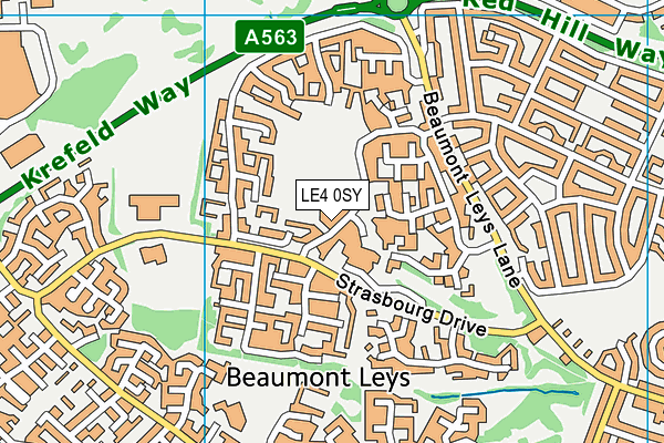 LE4 0SY map - OS VectorMap District (Ordnance Survey)