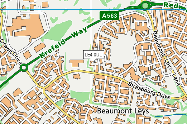 LE4 0UL map - OS VectorMap District (Ordnance Survey)