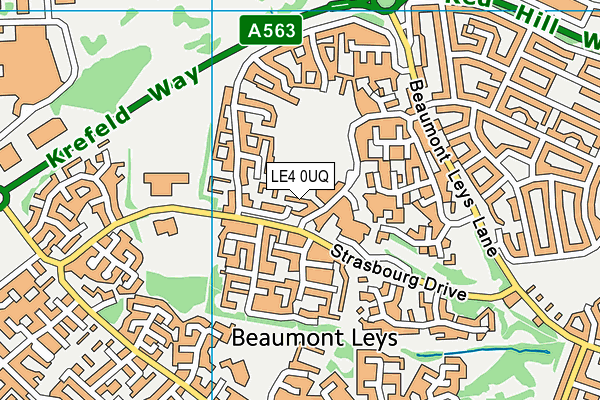 LE4 0UQ map - OS VectorMap District (Ordnance Survey)